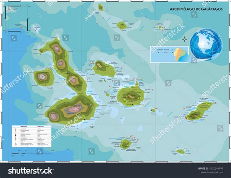 map galapagos islands ecuador stock vector royalty