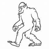 Bigfoot Sasquatch Caminando Duotone Duotono Contorno Esquema Folclore Vexels Blacke Andando sketch template