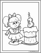 Birthday Coloring Girl Pages Happy Printable Sheets Party Pdf Third Customizable Colorwithfuzzy Getdrawings Hat sketch template