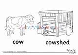 Cow Colouring Cowshed Village Activity Explore sketch template