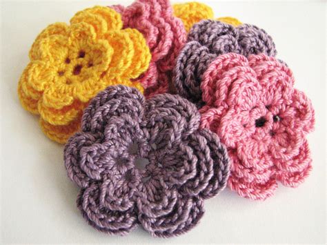 crochet flower appliques  handmade  layer  lmcrochet