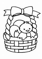 Easter Basket Coloring Pages Printable Colouring Baskets Egg Chick Clipart Kids Color Cute Empty Eggs Crafts Sheets Print Outline Fruit sketch template