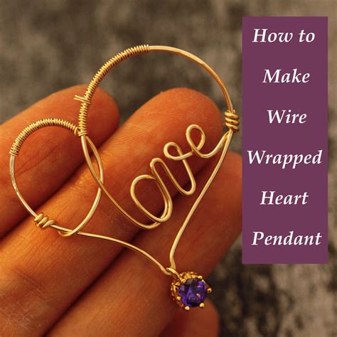 wire wrapped heart pendant crystals  clay jewelry diy