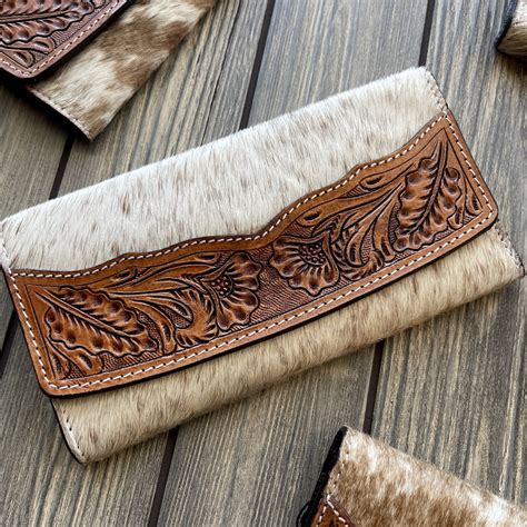 hand tooled leather cowhide womens wallet travelteli