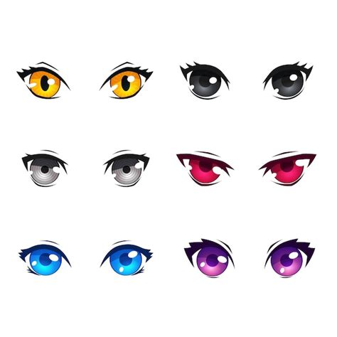 vector detailed anime eye colorful collection