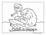 Coloring Summer Pages Surfing Boy Easy Kids Adults sketch template