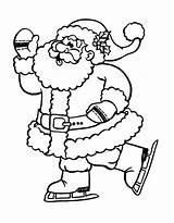 Santa Coloring Pages Skating Ice Claus Christmas Kids Figure Print Drawing Color Printable sketch template