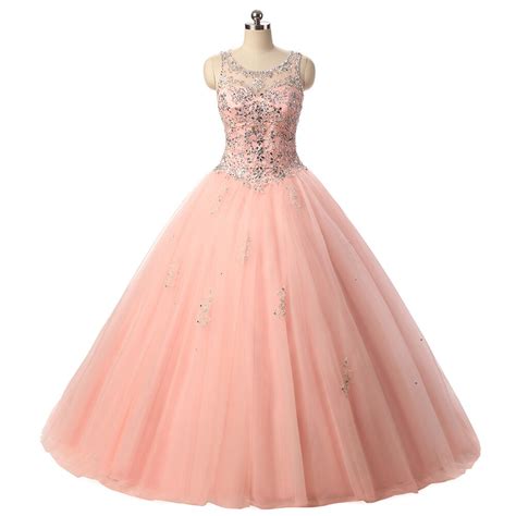 2017 Beading Quinceanera Dresses Ball Gown Princess Puffy Ruffle Pink
