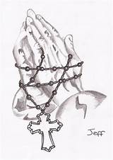 Rosary Hands Praying Drawing Beads Rose Coloring Tattoo Pages Cross Sketch Designs Prayer Hand Drawings Holding Color Printable Deviantart Print sketch template