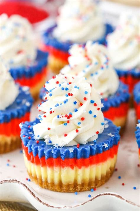 red white and blue mini cheesecakes 4th of july dessert recipe