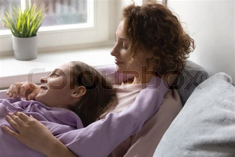 happy loving mother and teenage stock image colourbox