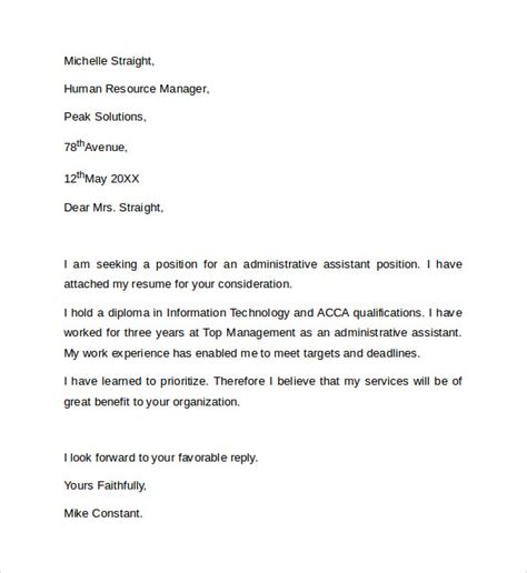 free 7 sample administrative assistant cover letter