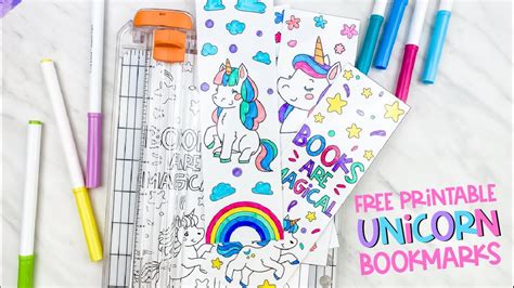 printable color in unicorn bookmarks youtube