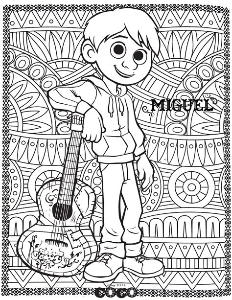 coco miguel return  childhood adult coloring pages