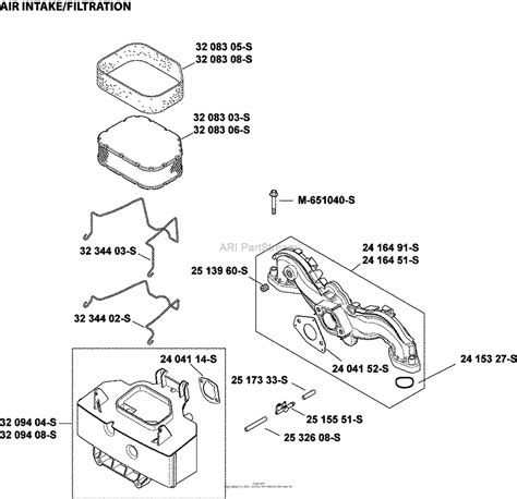 kohler sv  cub cadet  hp  kw  parts diagram  air intakefiltration
