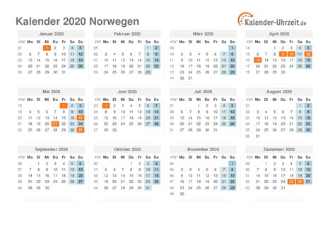 feiertage  norwegen kalender uebersicht