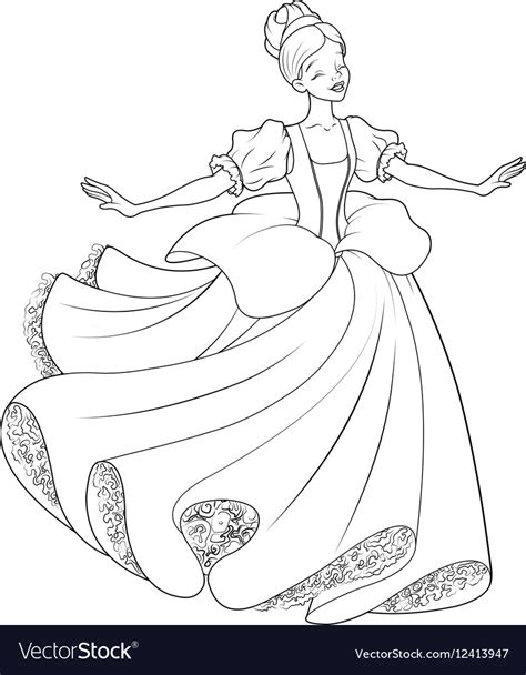 ball dance  cinderella coloring page vector image