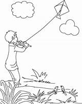 Kite Flying Boy Drawing Coloring Pages Kid Children Kites Independence Kids India Indian Child Easy Fly Getdrawings Sankranti Sheets Drawings sketch template