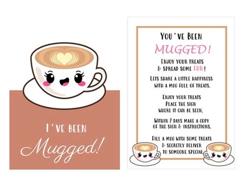 youve  mugged printable instructions sign  etsy