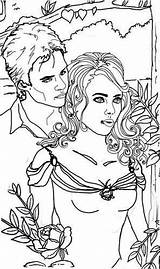 Vampire Coloriage Amoureux Damon Adulte Bamon Teal Filminspector Sheets sketch template