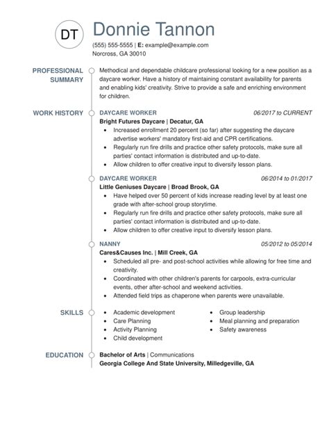 top daycare worker resume