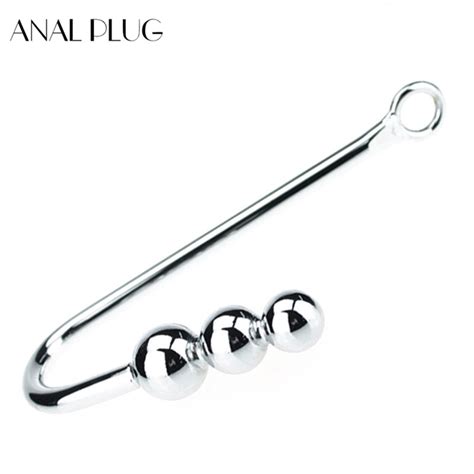 anal plug sexy slave stainless steel anal hook with ball hole metal
