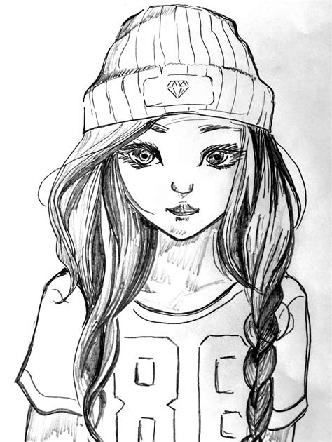 images black  white girl young artwork long hair sketch