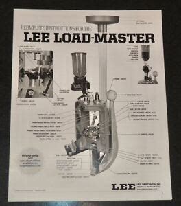 lee load master manualinstructionsparts list  ebay