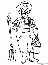 Farmer Coloring Pages Farm Printable Drawing Market Color Adults Dell Equipment Animals Line Getcolorings Profession Print Getdrawings Children Flea Vector sketch template