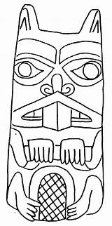 Totem Pole Coloring Beaver Poles Native Bear Totems Carving Totempole Stencils sketch template