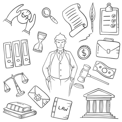 lawyer jobs  profession doodle hand drawn set collections
