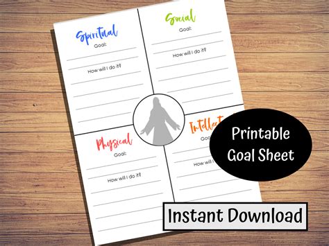 lds printable goal sheet instant  lds goal planner goal board