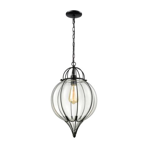 Titan Lighting Adriano 1 Light Gloss Black With Clear Blown Glass
