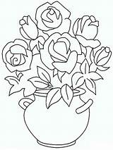 Coloring Vase Pages Flowers Flower Recommended sketch template