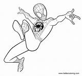 Miles Coloring Morales Pages Spider Fighting Man Milesmorales sketch template
