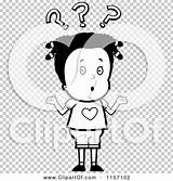 Marks Shrugging Confused Question Under Girl Outlined Coloring Clipart Vector Cartoon Cory Thoman sketch template