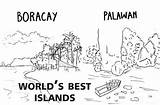 Boracay Palawan Cebu Islands Cartoon Travel Credits Tonight October People sketch template