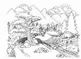 Coloring Nature Pages Hidden Landscape Scenery Adult Adults Printable Sheets Mormonshare Kids Camping Book sketch template