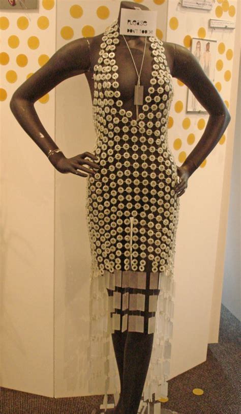 the dress made of buttons and safety pins from the exhibit