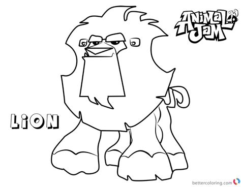 animal jam coloring pages lion  printable coloring pages