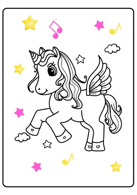 unicorn coloring page kindergarten template postermywall