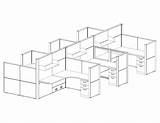 Cubicle Office Workstations Drawing 5x6 Cluster Cubicles Pack Systems Modular Getdrawings Ais sketch template