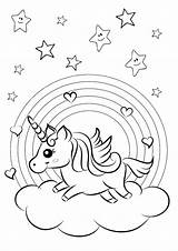 Unicorn Coloring Pages Cute Rainbow Hearts Print Printable Colorful Girls Color Easy Kids Colouring Adults Sheets Animal Sheet Heart Printcolorcraft sketch template