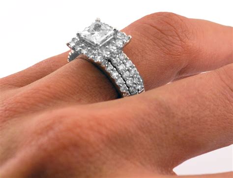 1ct Princess Cut Engagement Wedding Set 3 Rings Cz Rhodium Sterling