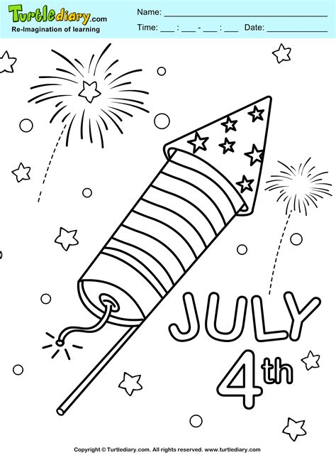 july printable pics   july fireworks coloring sheet