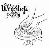 Wheel Potters Pottery Sketch Coloring sketch template