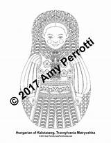 Hungarian Kalotaszeg Transylvania Doll Coloring Sheet Printable Amyperrotti sketch template