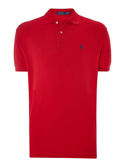 polo ralph lauren classic fit knit collar polo shirt in red for men lyst