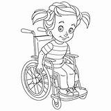 Wheelchair Disabled Coloring Cartoon Girl sketch template