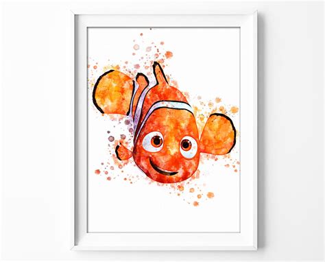 nemo poster watercolor finding nemo printable wall art instant etsy